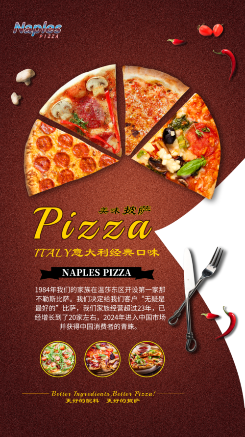 披萨餐饮美食手机海报