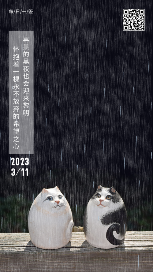 每日一签下雨天猫咪可爱励志语录朋友圈海报