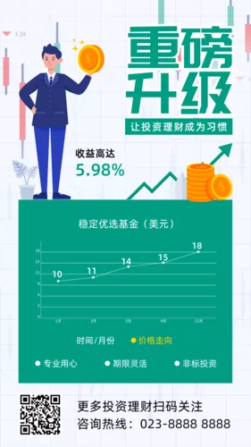 绿色重磅升级金融基金走向银行手机海报