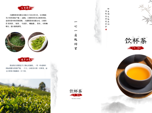 中国水墨画风格茶叶宣传三折页