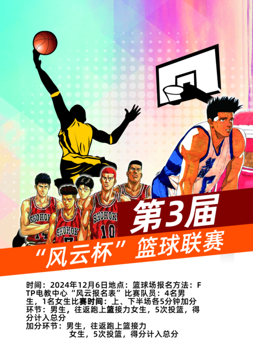 炫彩风篮球联赛海报