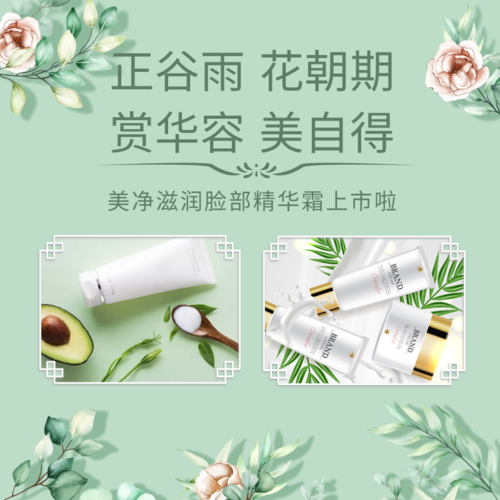 小清新中国风谷雨节日产品展示宣传方形海报