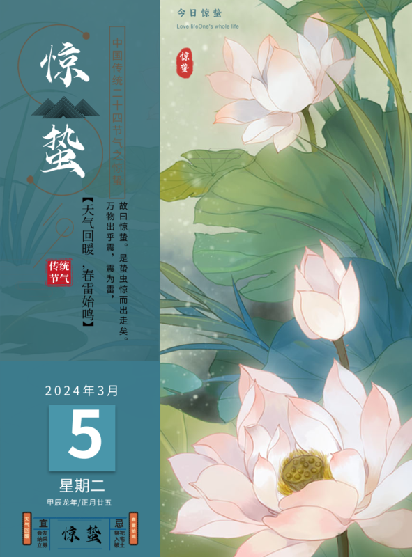 简约插画惊蛰节气宣传海报/印刷海报