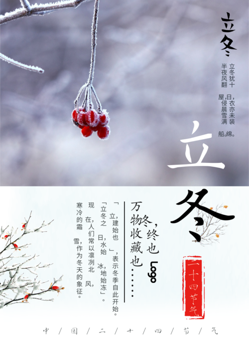 简约清新立冬节气宣传海报