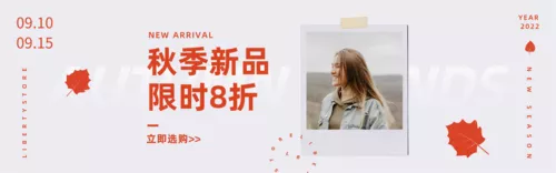 简约风秋上新秋冬服装促销PC端banner