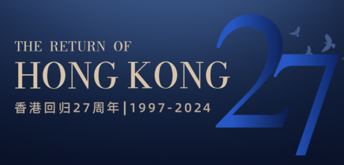 蓝色大气香港回归纪念日移动端横幅