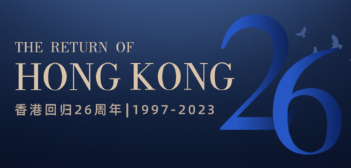 蓝色大气香港回归纪念日移动端横幅