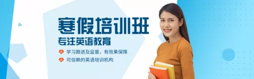 蓝色简约寒假培训招生PC端banner
