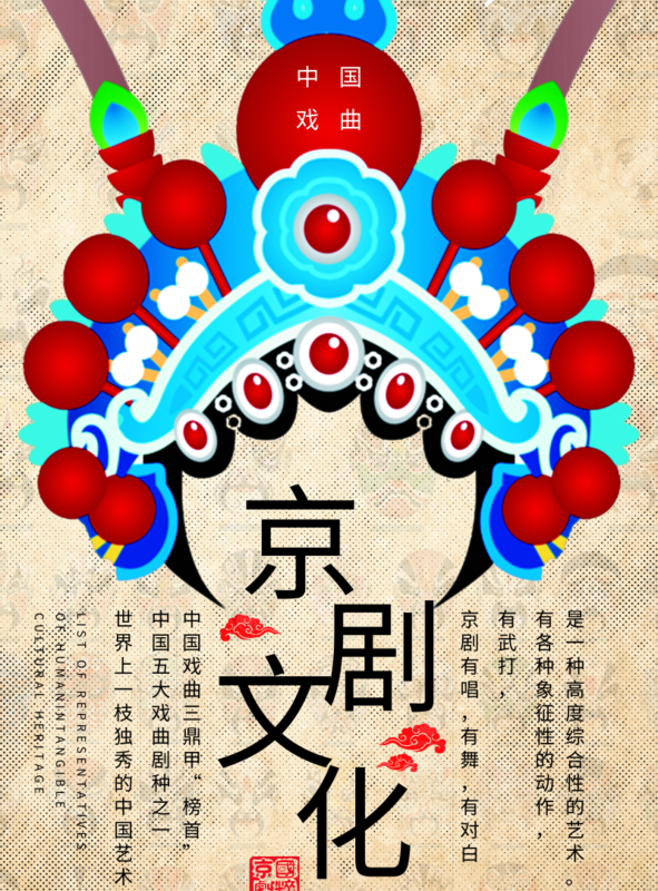 卡通风京剧文化海报/印刷海报