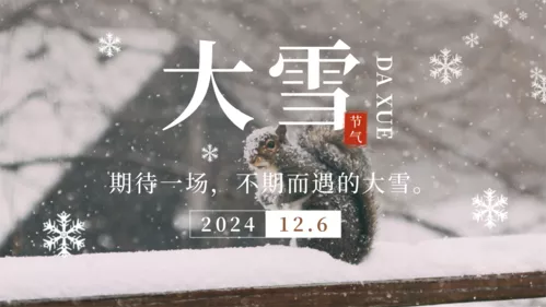 简约大雪节气问候祝福横版海报