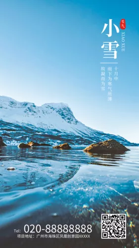 简约大气小雪节气手机海报