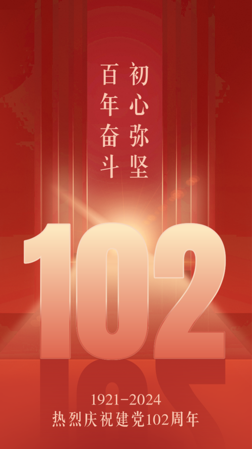 红色高端建党周年祝福手机海报