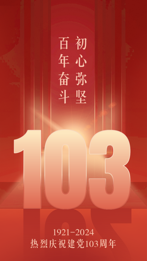 红色高端建党周年祝福手机海报