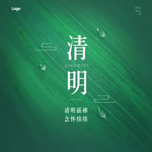 实景清明节气方形海报